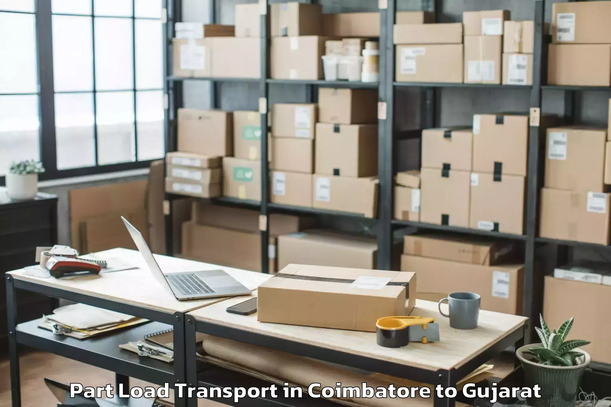 Book Coimbatore to Limkheda Part Load Transport